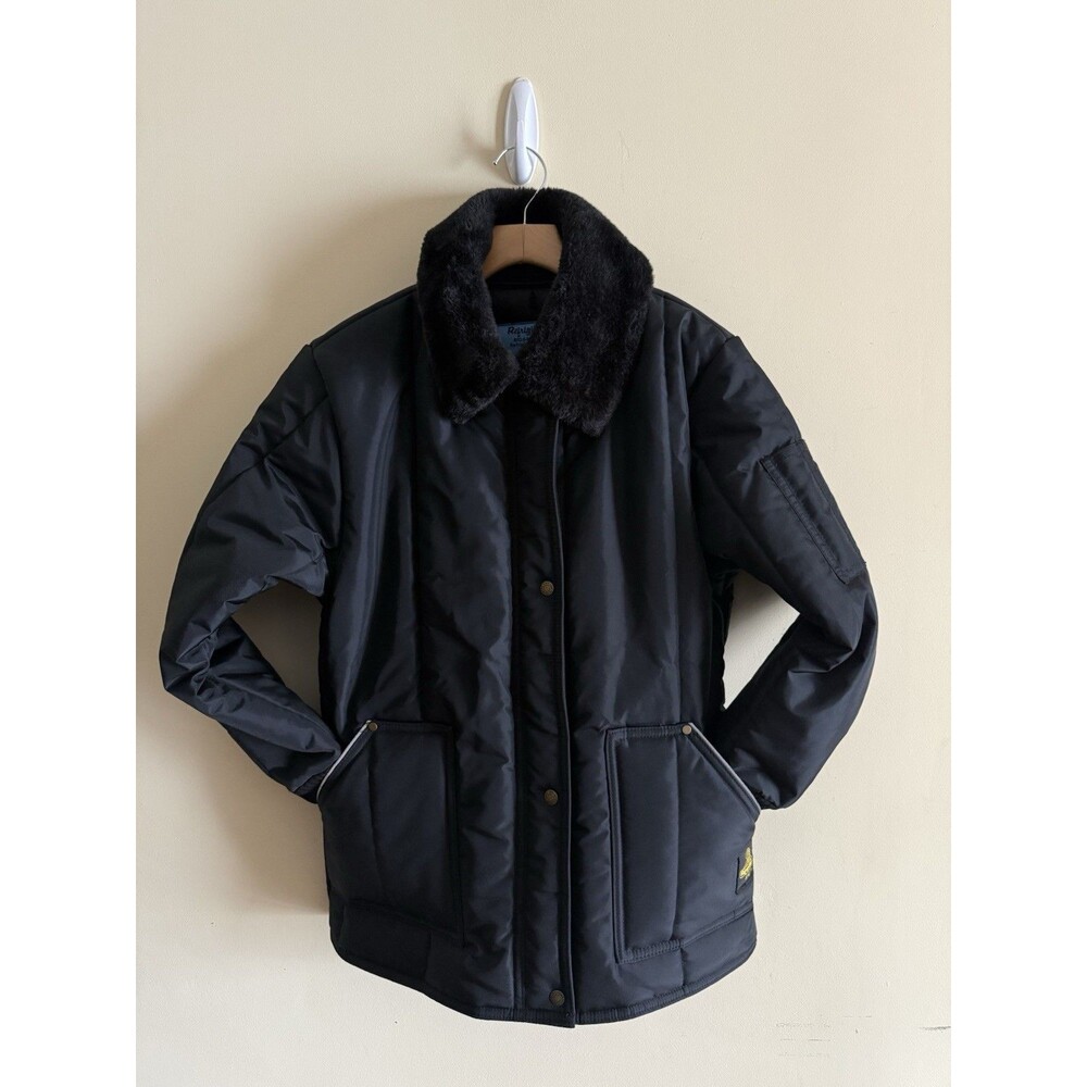 RefrigiWear Men's Jacket Coat USA Trooper Quilted Black Fur Collar Sz M Parka